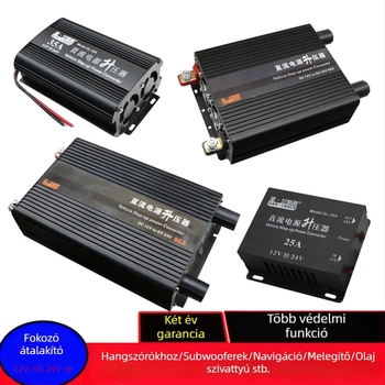 DC Boost konverter 12V–24V, 600W, HS-25A booster modell, fémből készült ház, jármű-elektronikai modul dízelfűtéshez, mélynyomóhoz és olajpumpához