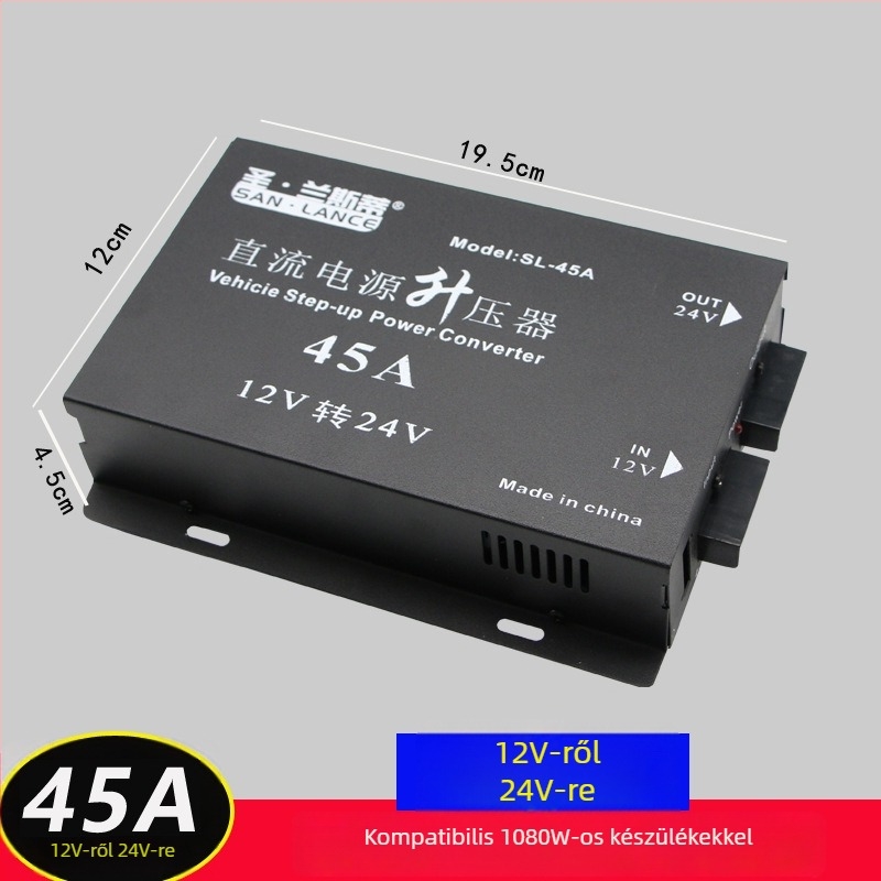 DC Boost konverter 12V–24V, 600W, HS-25A booster modell, fémből készült ház, jármű-elektronikai modul dízelfűtéshez, mélynyomóhoz és olajpumpához