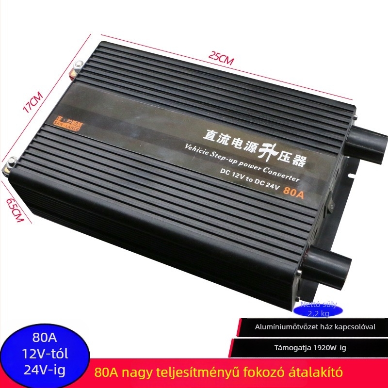 DC Boost konverter 12V–24V, 600W, HS-25A booster modell, fémből készült ház, jármű-elektronikai modul dízelfűtéshez, mélynyomóhoz és olajpumpához
