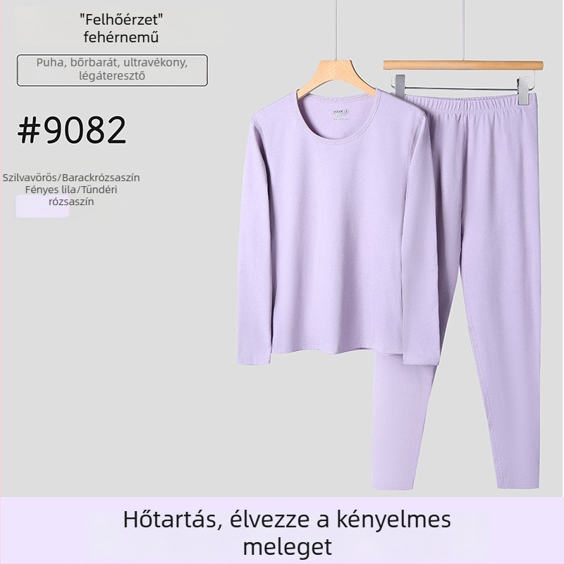 Páros termikus alsóruha szett – kerek nyakú felső és nadrág, hosszú ujjú, alapréteg, egyszínű, őszi-téli viselet