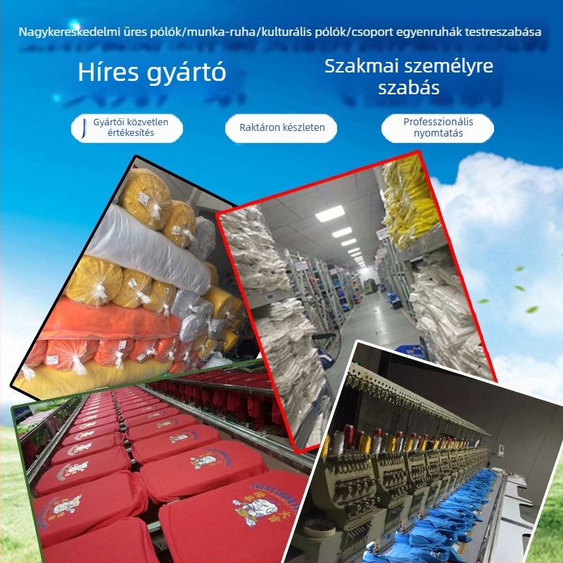 Mercerizált pamut polo munkaegyenruha, hímzett logóval, rövid ujjú, lélegző, nedvességelvezető anyag.