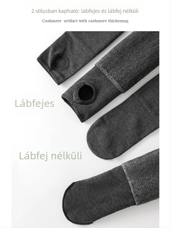 Női fleece-béléssel ellátott leggings tavaszi–őszi viseletre, vastag, fekete és szürke, meleg