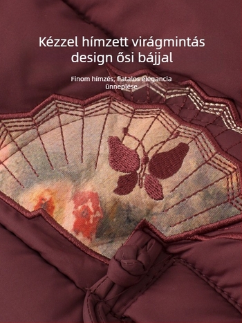 Téli női mellény idős nőknek, fleece-béléssel, virágos mintával, poliészter anyag, elegáns közlekedési stílus