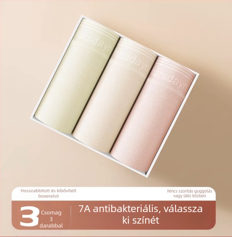 Női pamut boxeralsó középmagas derekú, antibakteriális, szöveges mintázat, 95–100% pamut, ágyék alatti bélés 100% pamut