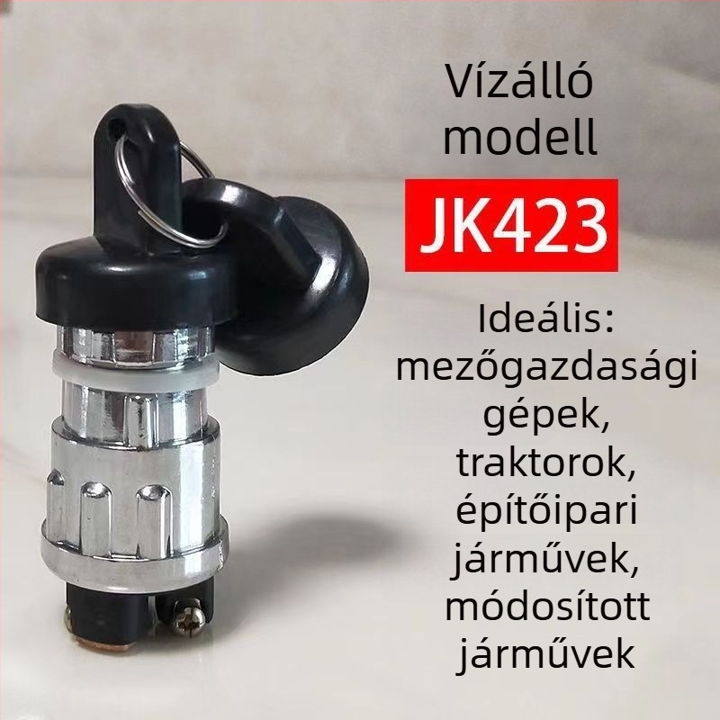 Traktorokhoz, utánfutókhoz és mezőgazdasági járművekhez tervezett gyújtáskapcsoló kulcsos indítással és záró gombbal - Márka 423, Teljesítmény 25