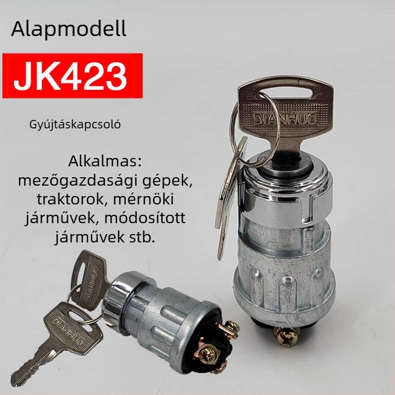 Traktorokhoz, utánfutókhoz és mezőgazdasági járművekhez tervezett gyújtáskapcsoló kulcsos indítással és záró gombbal - Márka 423, Teljesítmény 25