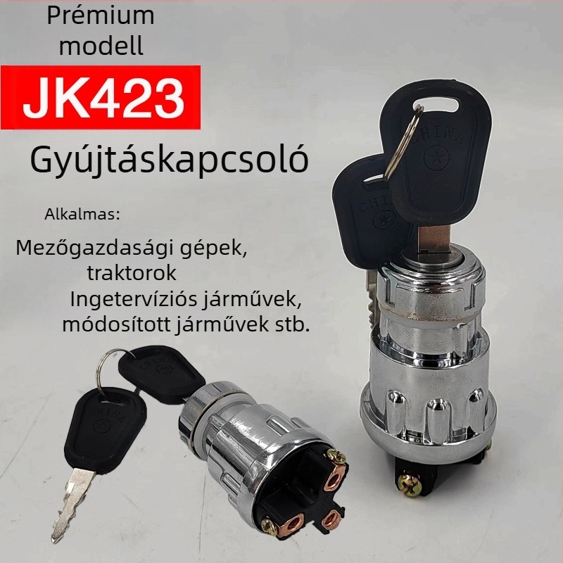 Traktorokhoz, utánfutókhoz és mezőgazdasági járművekhez tervezett gyújtáskapcsoló kulcsos indítással és záró gombbal - Márka 423, Teljesítmény 25