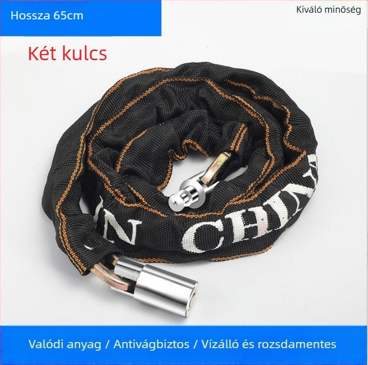 Kerékpár anti-lopás lánc zár, Strong Force, modell 201, ötvözet, 500 g, hordozható, kerékpárokhoz, elektromos járművekhez és motorkerékpárokhoz