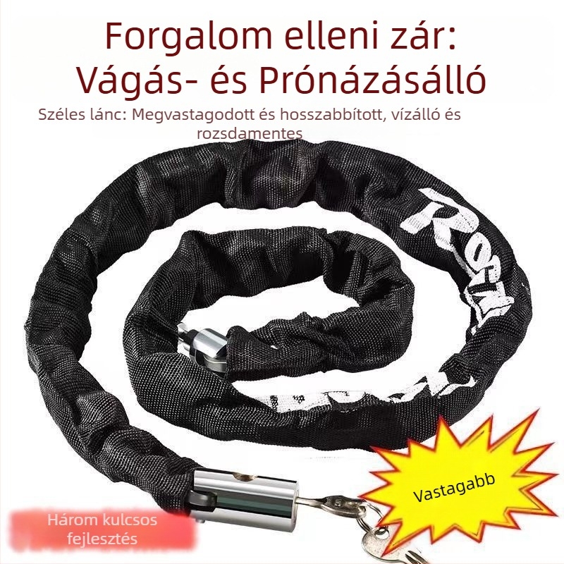 Kerékpár anti-lopás lánc zár, Strong Force, modell 201, ötvözet, 500 g, hordozható, kerékpárokhoz, elektromos járművekhez és motorkerékpárokhoz