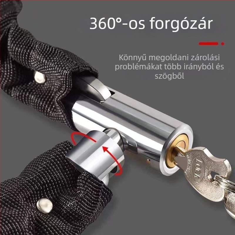 Kerékpár anti-lopás lánc zár, Strong Force, modell 201, ötvözet, 500 g, hordozható, kerékpárokhoz, elektromos járművekhez és motorkerékpárokhoz