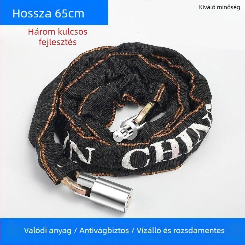 Kerékpár anti-lopás lánc zár, Strong Force, modell 201, ötvözet, 500 g, hordozható, kerékpárokhoz, elektromos járművekhez és motorkerékpárokhoz