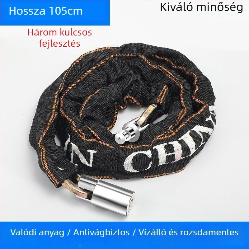 Kerékpár anti-lopás lánc zár, Strong Force, modell 201, ötvözet, 500 g, hordozható, kerékpárokhoz, elektromos járművekhez és motorkerékpárokhoz
