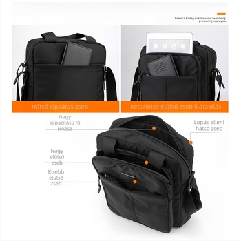 Férfi válltáska — városi egyszerűség, nylon, poliészter bélés, egyszínű, rekreációs utazásokhoz