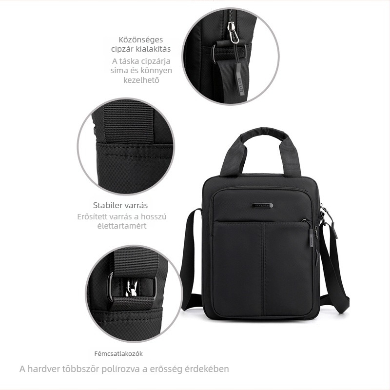 Férfi válltáska — városi egyszerűség, nylon, poliészter bélés, egyszínű, rekreációs utazásokhoz