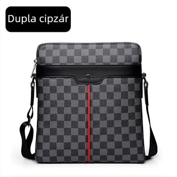 Férfi PU bőrből készült keresztbody válltáska, dupla cipzár, 8 hüvelykes laptophoz