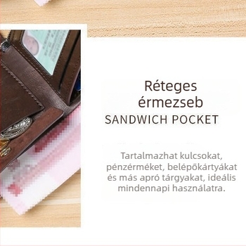 Férfi rövid pénztárca, PU, RFID blokkolás, lélegző, 2025 tavasz