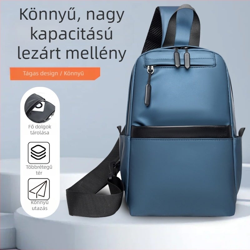 Férfiak számára keresztpántos táska, bőrhatású anyagból, üzleti ingázáshoz, 8 hüvelykes laptop befogadása, poliészter bélés