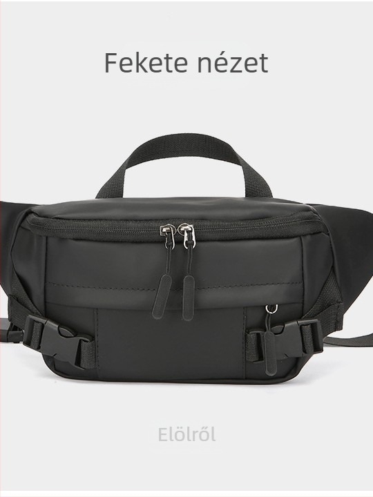 Férfi deréktáska, utcai stílus, membrán anyag, légző, ultrakönnyű, kopásálló, poliészter bélés