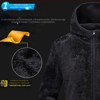 Unisex kapucnis polár fleece kabát őszre és télre, meleg bélés polar fleece-sel, kardigán-stílus.