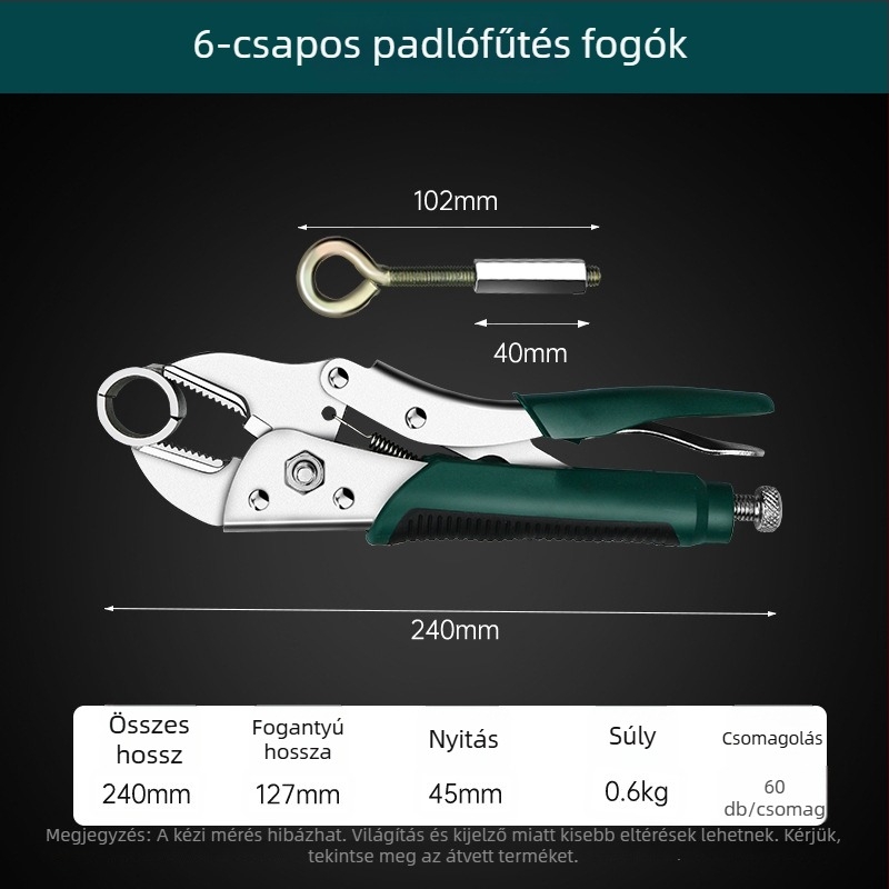 Padlófűtés fogó – cső eltávolítás, telepítés és tisztítás, háztartási használat, 0,6 kg