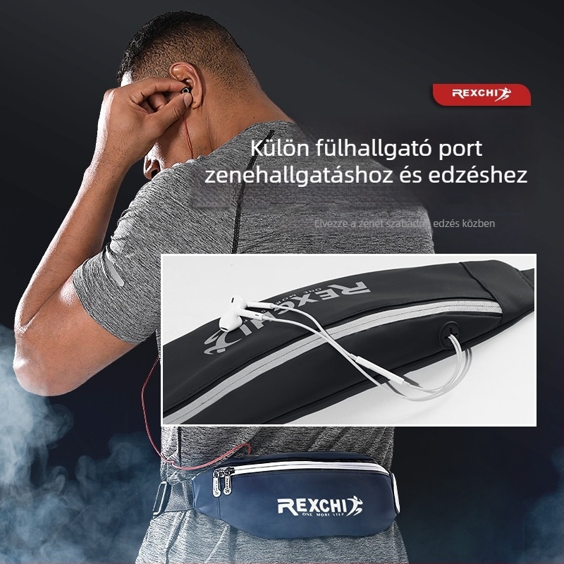 Rexchi sport övtáska PU anyagból, uniszex, több rekesz, vízálló, keresztpántos futáshoz