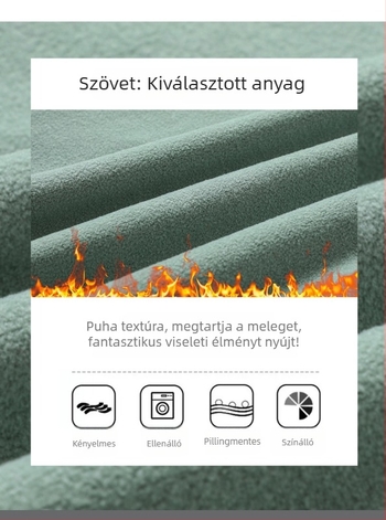 Flís kardigán dzseki, polar fleece, egyszínű, magas gallér, meleg télen és ősszel