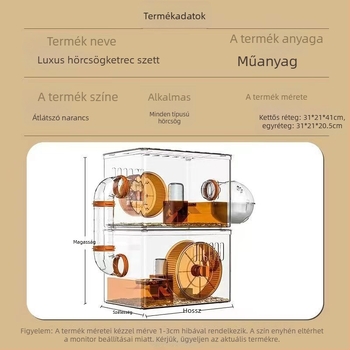 Hörcsögketrec – Luxus villa, Átlátszó akril, Kétszintes, Többszintű, Műanyag