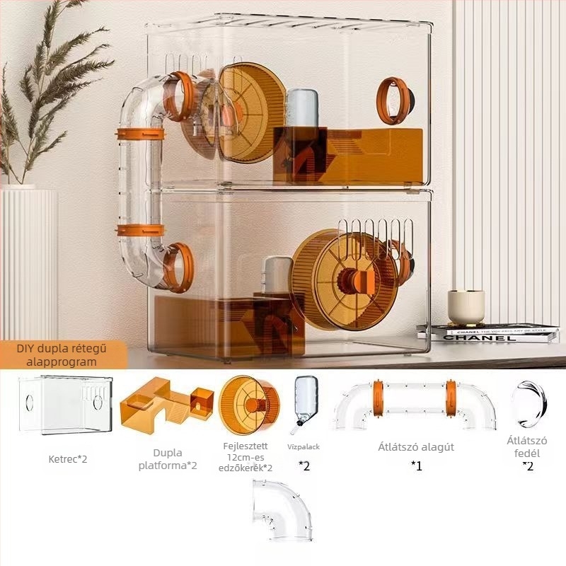 Hörcsögketrec – Luxus villa, Átlátszó akril, Kétszintes, Többszintű, Műanyag