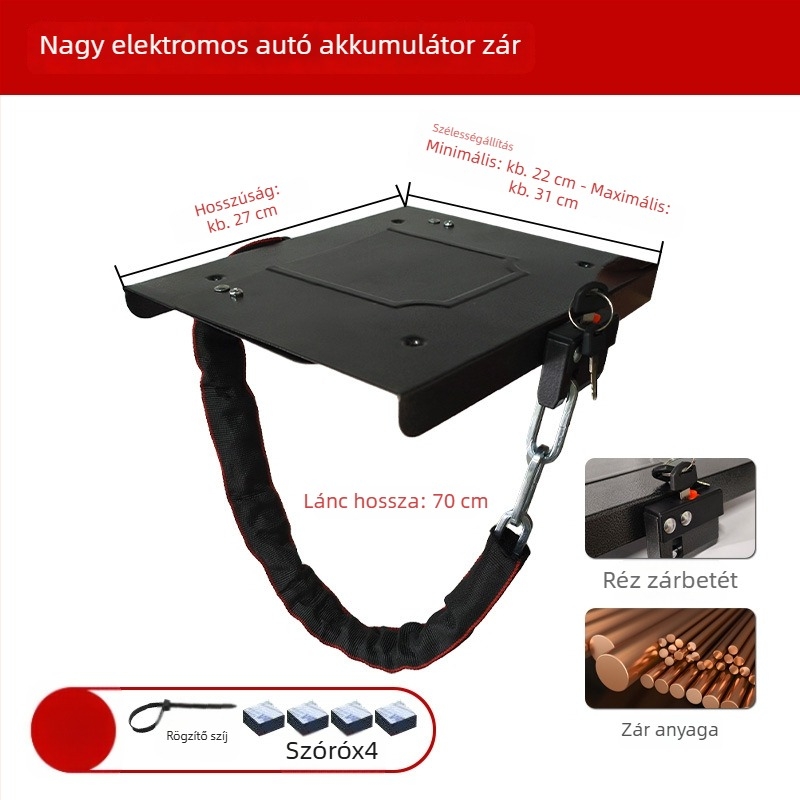 Keyma 508-18 Akkumulátorfedél-zár elektromos járműhöz, rézötvözet acéllemez bevonattal, EV akkumulátor védelem, tömeg 500 g, modern és minimalist stílus