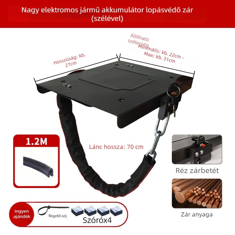 Keyma 508-18 Akkumulátorfedél-zár elektromos járműhöz, rézötvözet acéllemez bevonattal, EV akkumulátor védelem, tömeg 500 g, modern és minimalist stílus