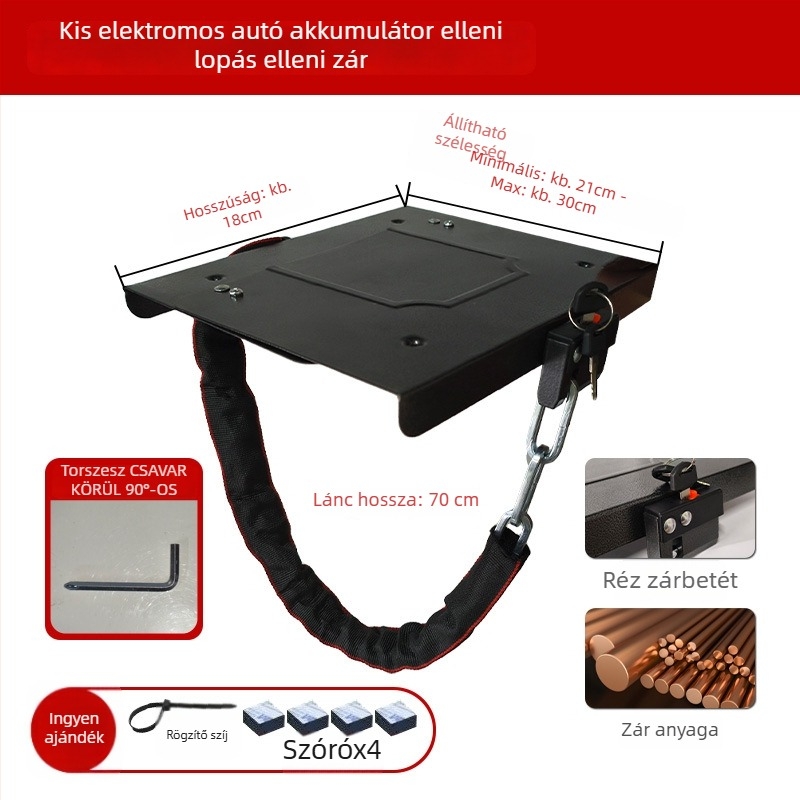 Keyma 508-18 Akkumulátorfedél-zár elektromos járműhöz, rézötvözet acéllemez bevonattal, EV akkumulátor védelem, tömeg 500 g, modern és minimalist stílus