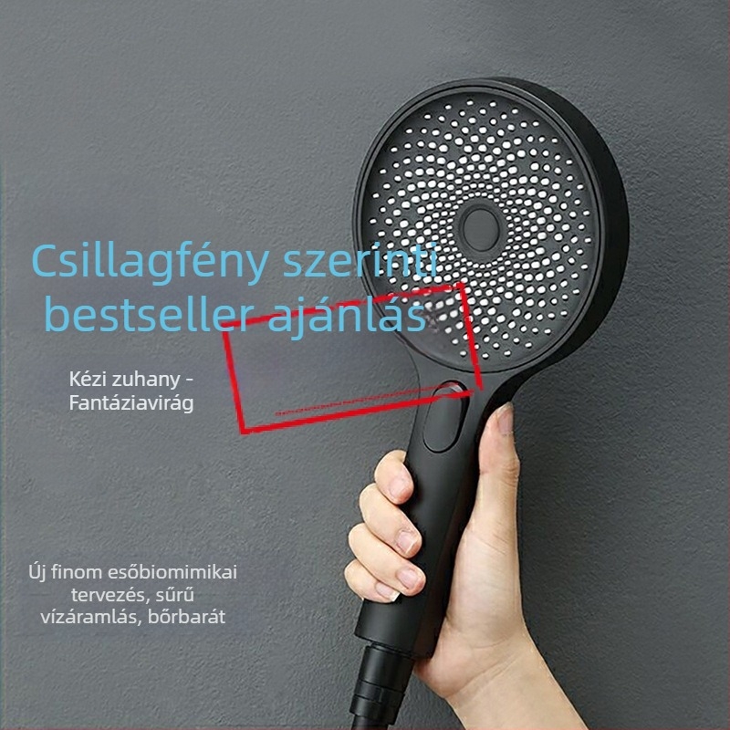 Diphen kézi zuhanyfej eső, masszázs és permet funkciókkal; ABS test, falra szerelés, modell Button Gypsophila handheld