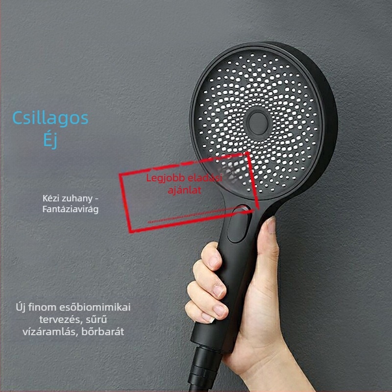 Diphen kézi zuhanyfej eső, masszázs és permet funkciókkal; ABS test, falra szerelés, modell Button Gypsophila handheld