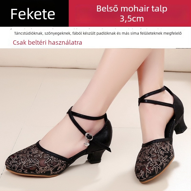 Lanxuan női latin tánc cipő, magas sarkú, puha talpú, társastánc cipő