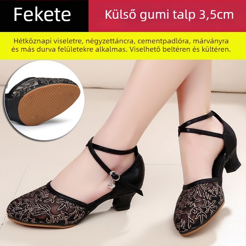 Lanxuan női latin tánc cipő, magas sarkú, puha talpú, társastánc cipő