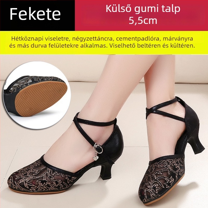 Lanxuan női latin tánc cipő, magas sarkú, puha talpú, társastánc cipő