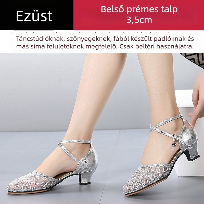 Lanxuan női latin tánc cipő, magas sarkú, puha talpú, társastánc cipő