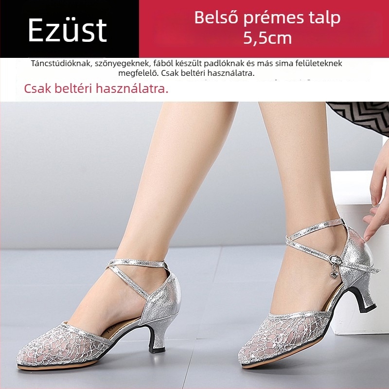 Lanxuan női latin tánc cipő, magas sarkú, puha talpú, társastánc cipő