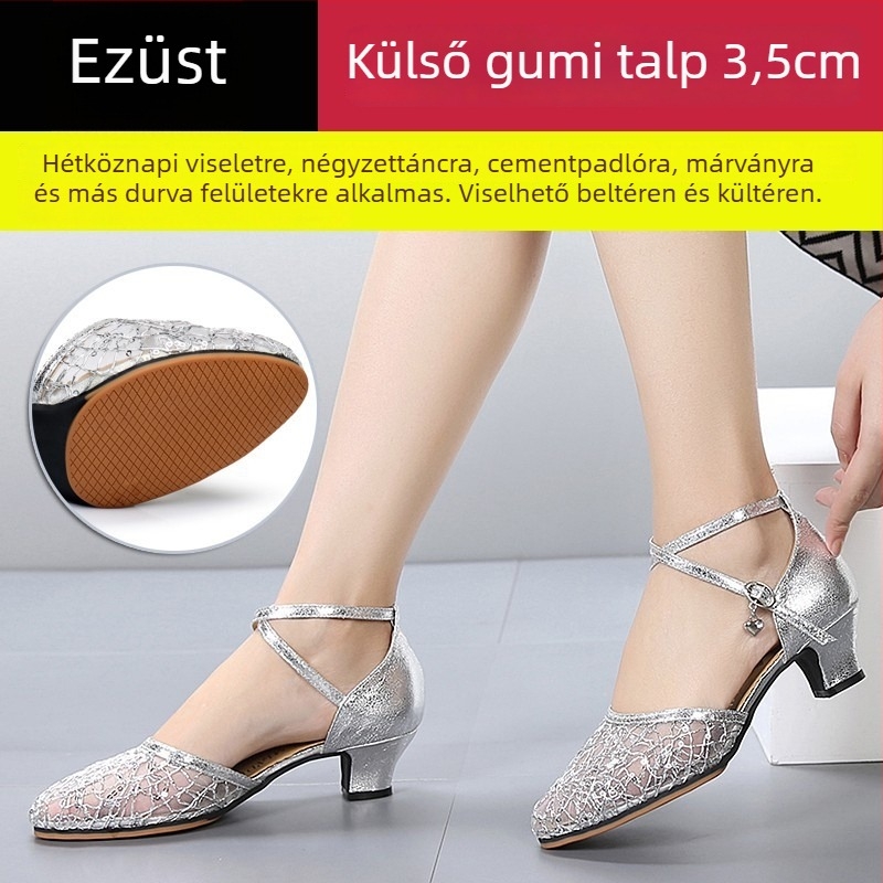 Lanxuan női latin tánc cipő, magas sarkú, puha talpú, társastánc cipő