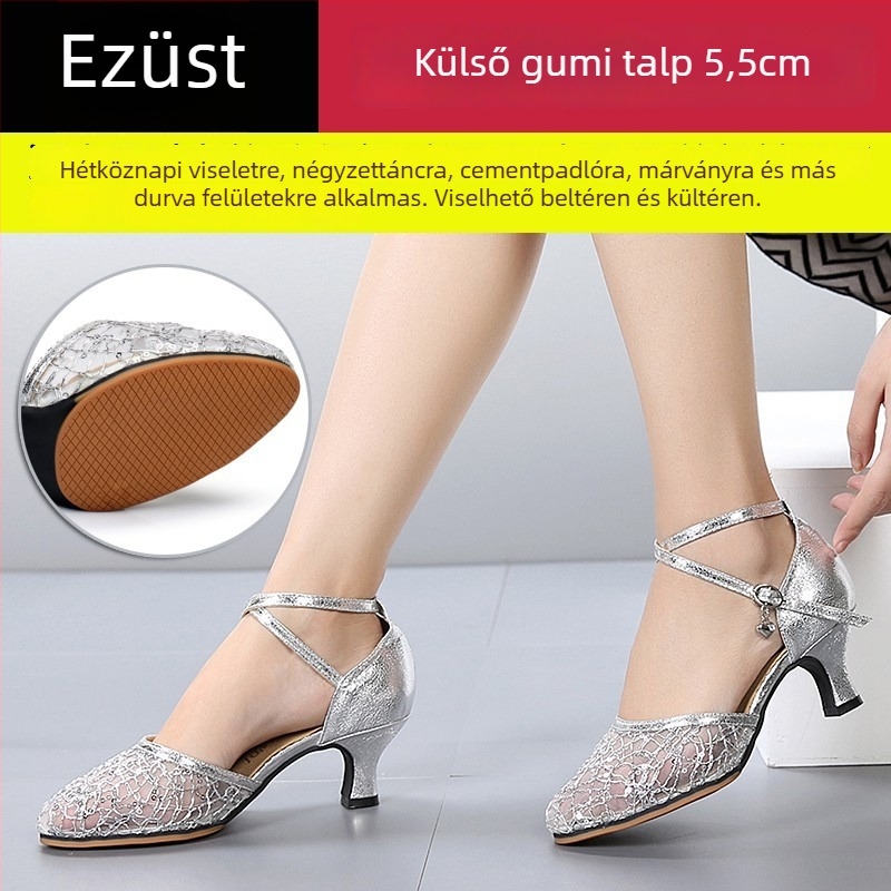 Lanxuan női latin tánc cipő, magas sarkú, puha talpú, társastánc cipő