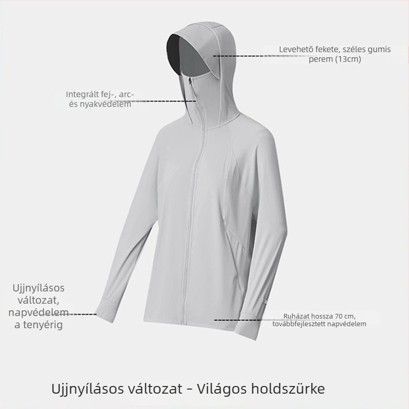 Női napsugárvédő felső kesztyűvel, 2025 nyár, Ice Silk anyag, laza középméretű szabás, kapucni, UPF50+, gyors száradás, futás és kerékpár