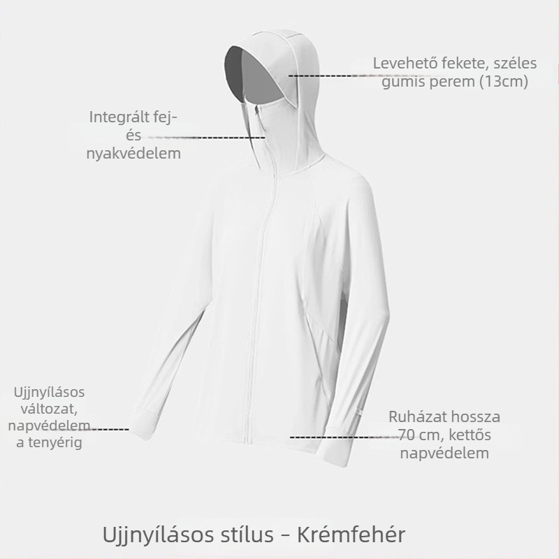 Női napsugárvédő felső kesztyűvel, 2025 nyár, Ice Silk anyag, laza középméretű szabás, kapucni, UPF50+, gyors száradás, futás és kerékpár