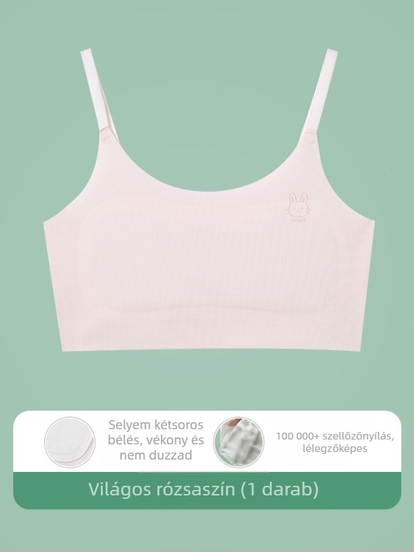 9–13 éveseknek szóló mellény-stílusú fehérnemű, nylon anyag, belső spandex 30–50%, ultra vékony formázott kosár pamut béléssel, állítható vállpántok