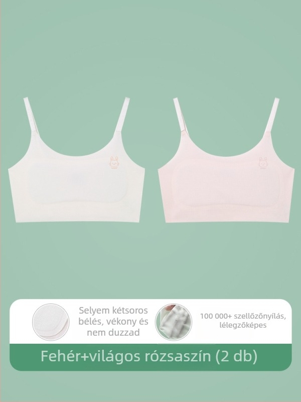 9–13 éveseknek szóló mellény-stílusú fehérnemű, nylon anyag, belső spandex 30–50%, ultra vékony formázott kosár pamut béléssel, állítható vállpántok