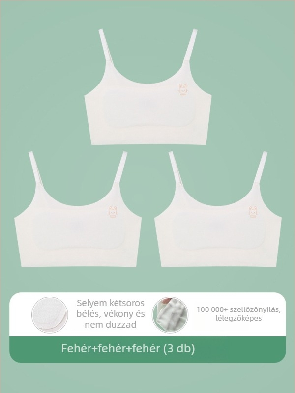 9–13 éveseknek szóló mellény-stílusú fehérnemű, nylon anyag, belső spandex 30–50%, ultra vékony formázott kosár pamut béléssel, állítható vállpántok