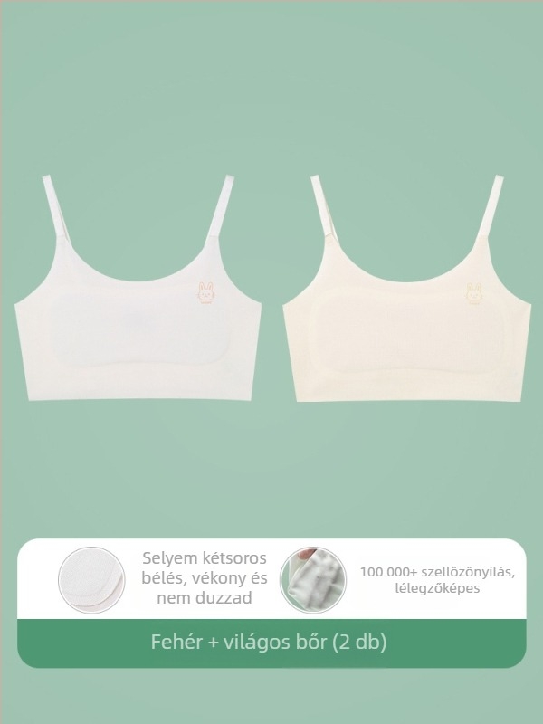 9–13 éveseknek szóló mellény-stílusú fehérnemű, nylon anyag, belső spandex 30–50%, ultra vékony formázott kosár pamut béléssel, állítható vállpántok