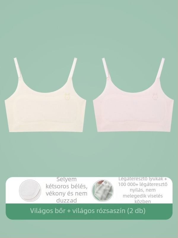 9–13 éveseknek szóló mellény-stílusú fehérnemű, nylon anyag, belső spandex 30–50%, ultra vékony formázott kosár pamut béléssel, állítható vállpántok