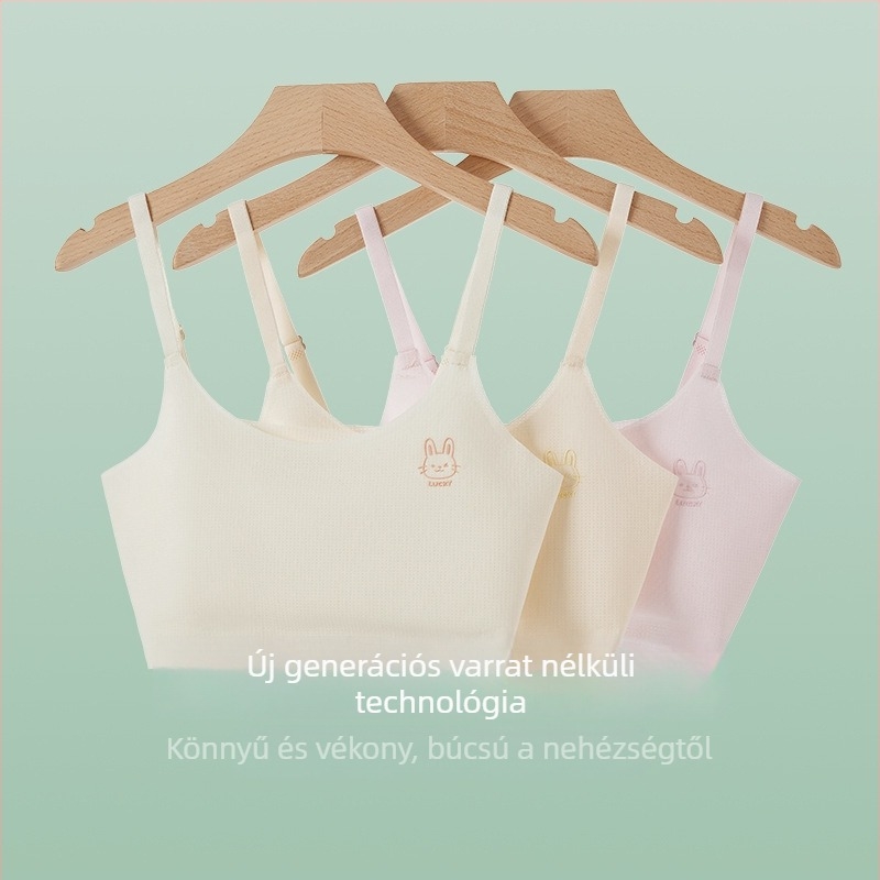 9–13 éveseknek szóló mellény-stílusú fehérnemű, nylon anyag, belső spandex 30–50%, ultra vékony formázott kosár pamut béléssel, állítható vállpántok