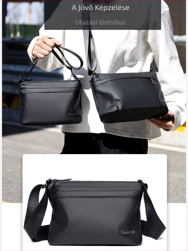 Férfi válltáska – crossbody, PU bőr; belső poliészter bélés; városi egyszerű stílus; Celikoel márka; vízálló, könnyű, kopásálló és bővíthető.