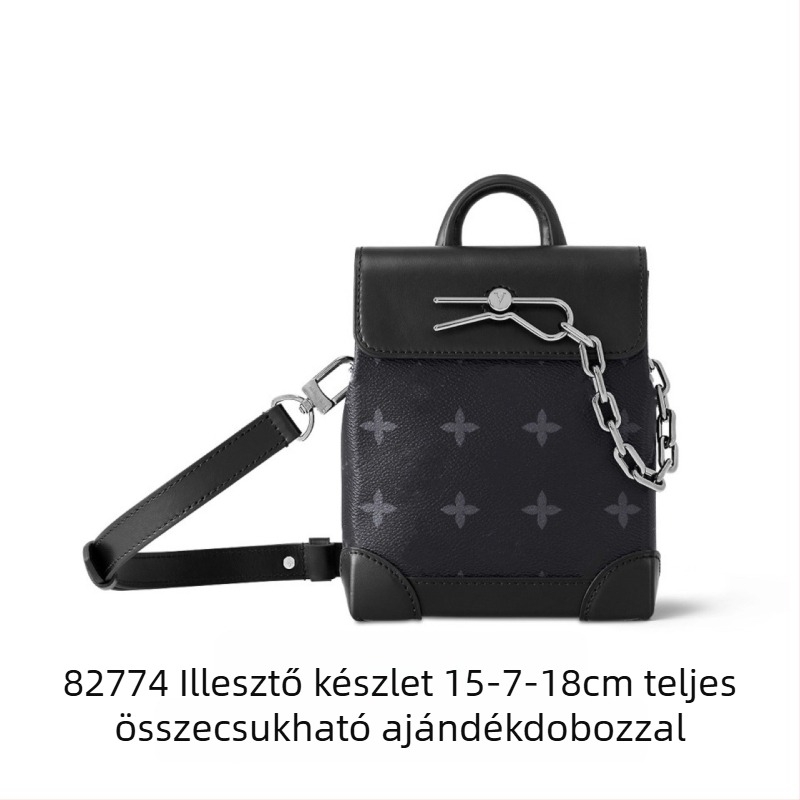 Férfi keresztpántos táska, valódi bőr (első réteg marhabőr), betűs mintázat, vászon bélés, utcai stílus